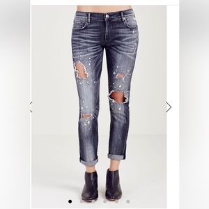 True religion Liv Relaxed Skinny Crystal Jean Black Smog Denim